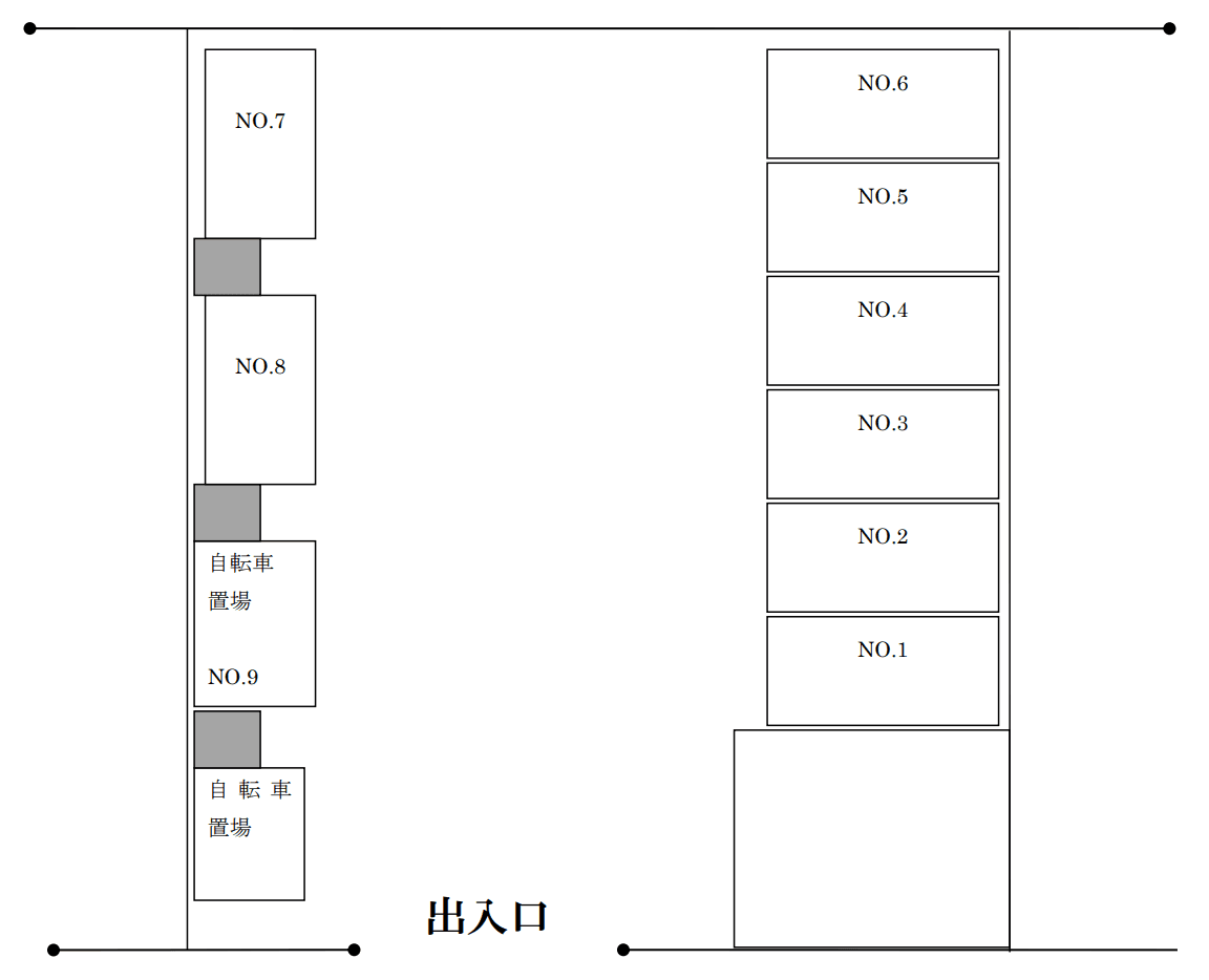 パークヒルズ新所沢月極敷地内駐車場の駐車配置図