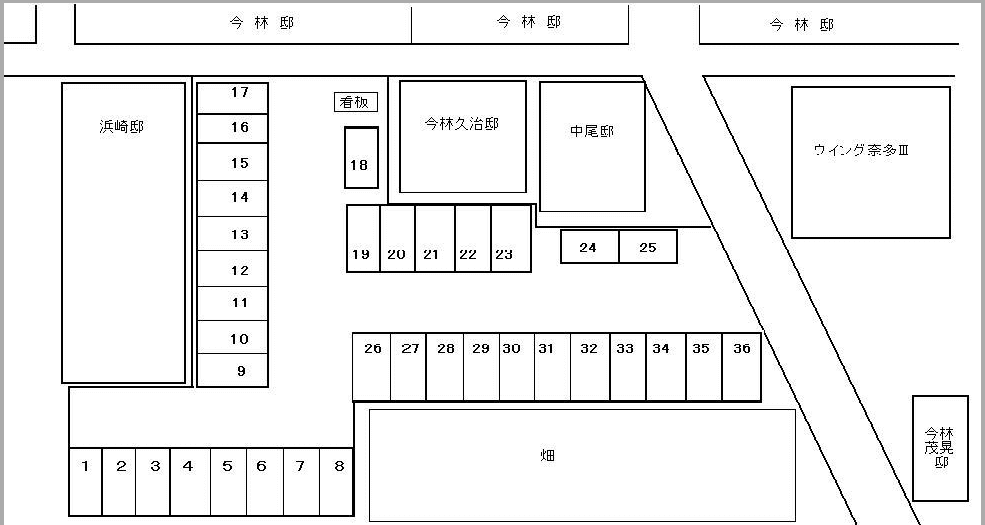 奈多3丁目T・I駐車場の駐車配置図