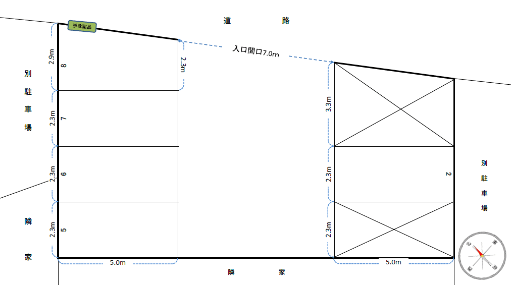 荻野有料駐車場の駐車配置図