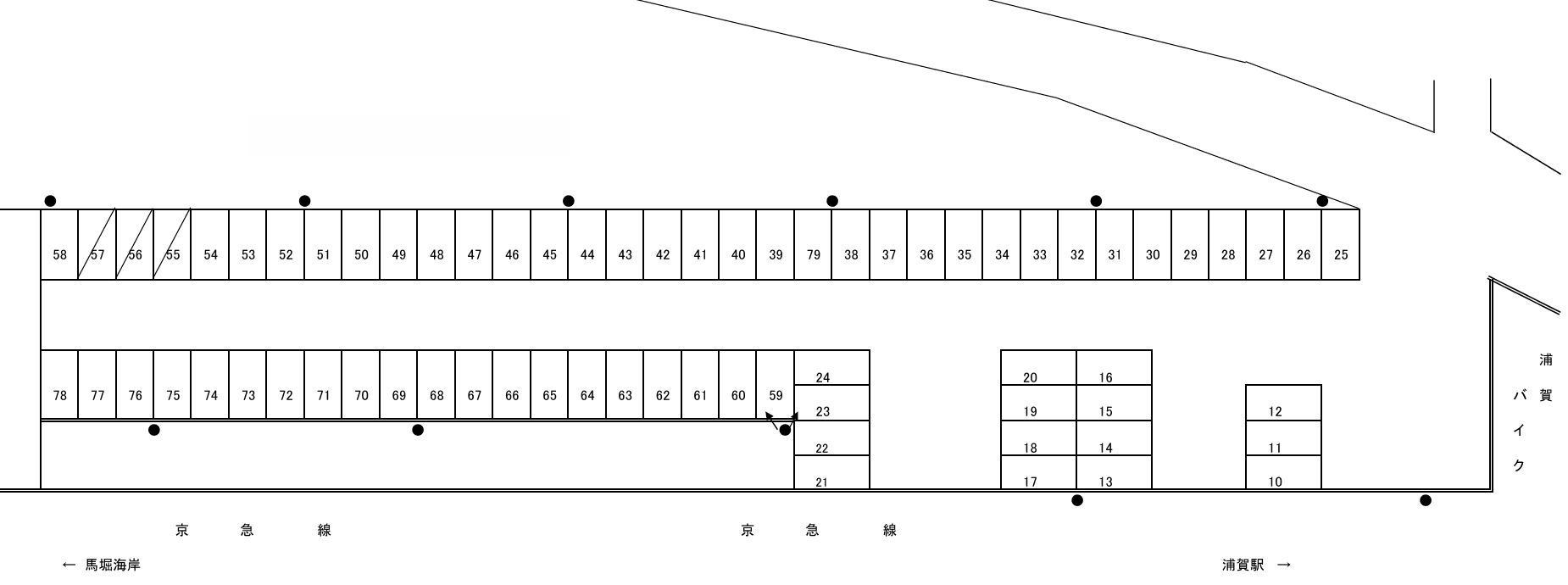 京急浦賀第1の駐車配置図