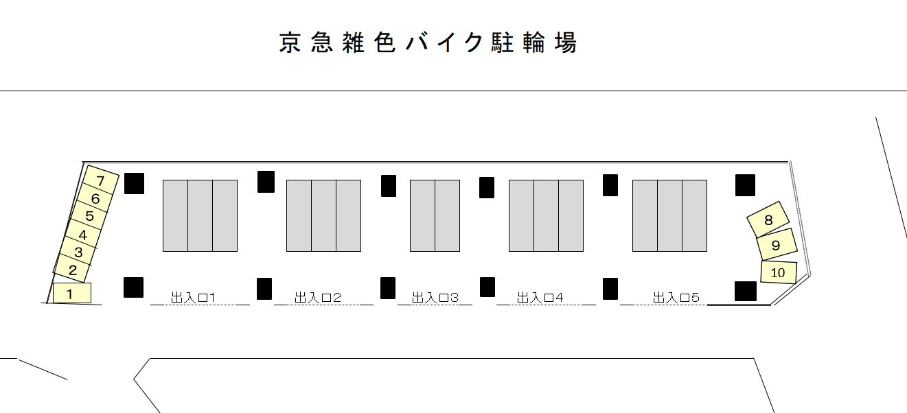 京急雑色バイク駐輪場の駐車配置図
