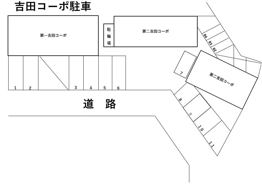 第一吉田コーポ駐車場の駐車配置図