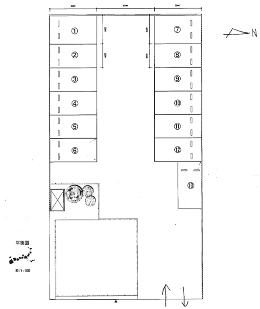 天野駐車場の駐車配置図