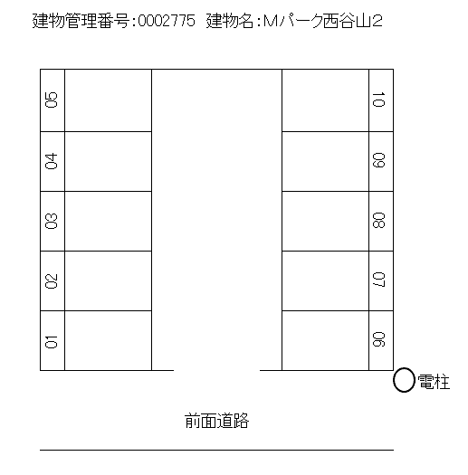 Mパーク西谷山2の駐車配置図
