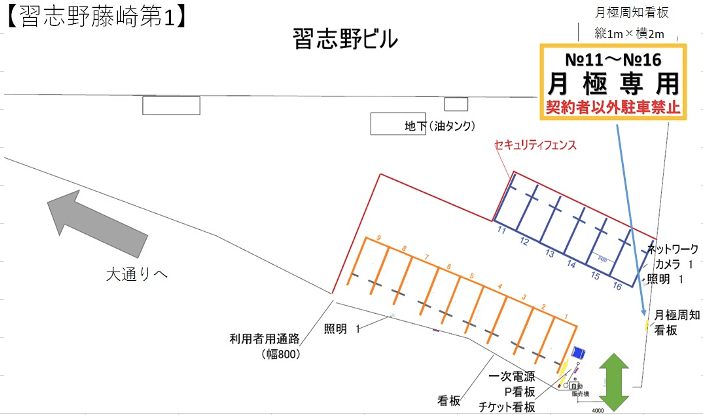 習志野藤崎第1駐車場の駐車配置図