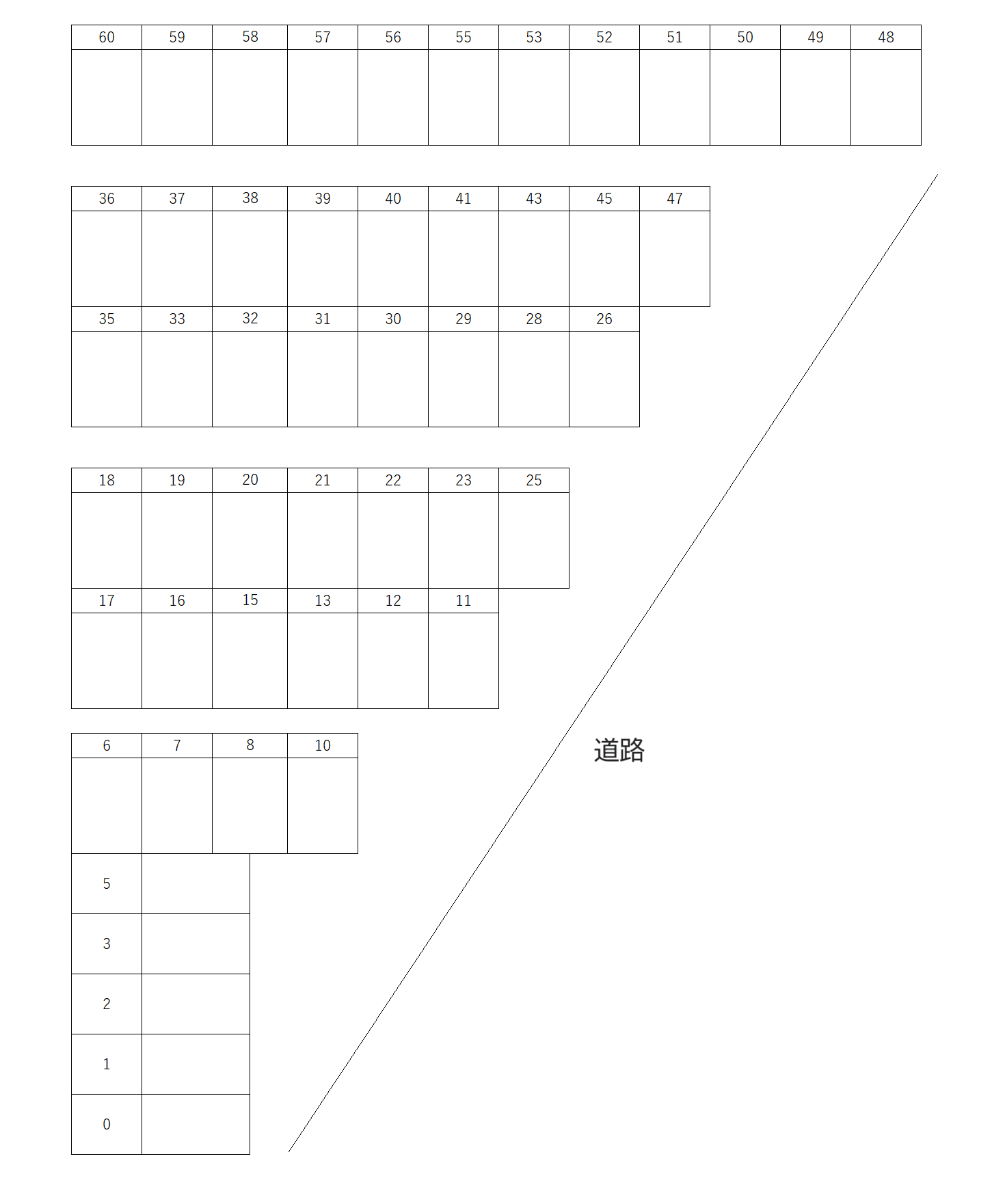 川島駐車場の駐車配置図