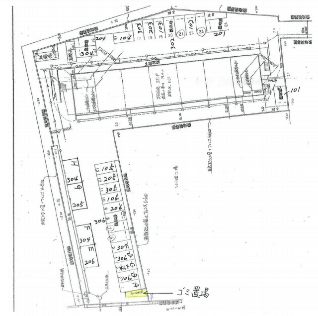 サンセールシマダ駐車場の駐車配置図