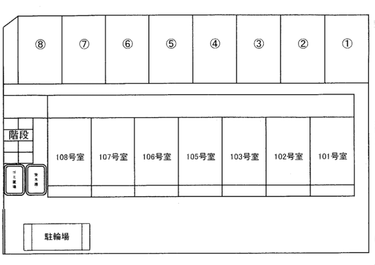 サンハイツ越野の駐車配置図