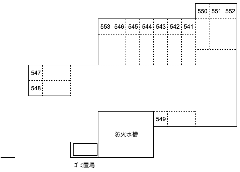 お宮横駐車場の駐車配置図
