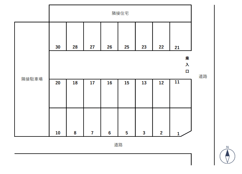 ヤスイモータープールの駐車配置図