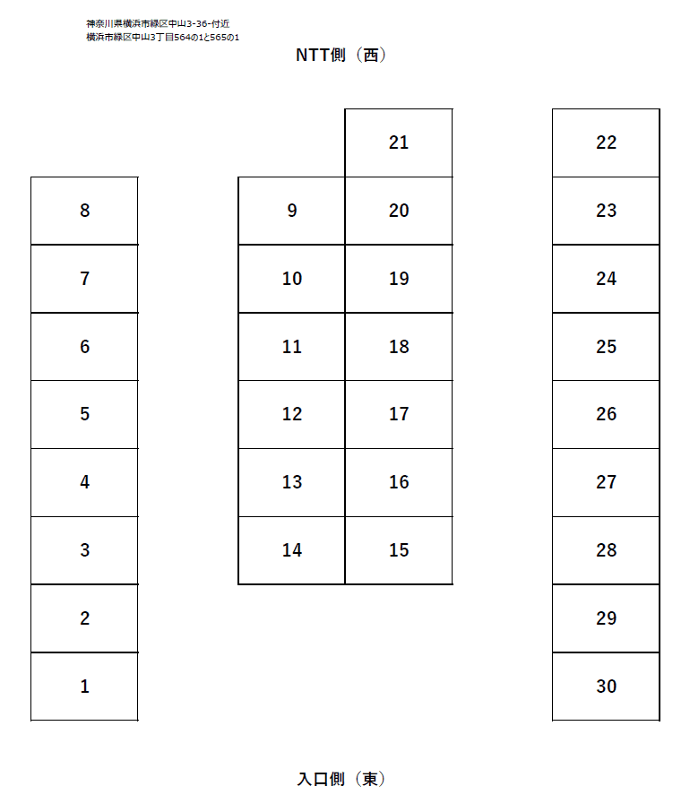 ミサワパーキング横浜中山第1の駐車配置図