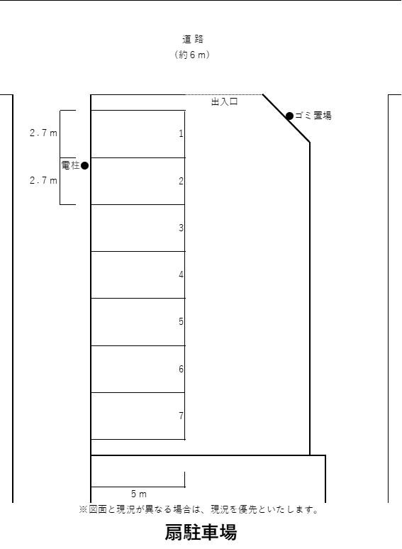 扇駐車場の駐車配置図