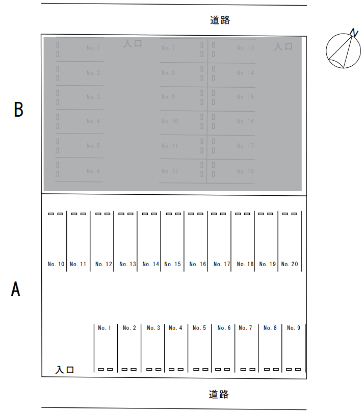 半田山駐車場Aの駐車配置図