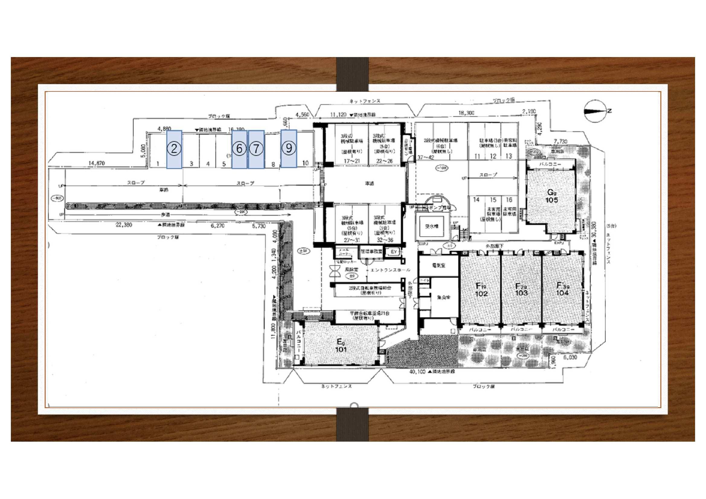 二条城前駐車場の駐車配置図