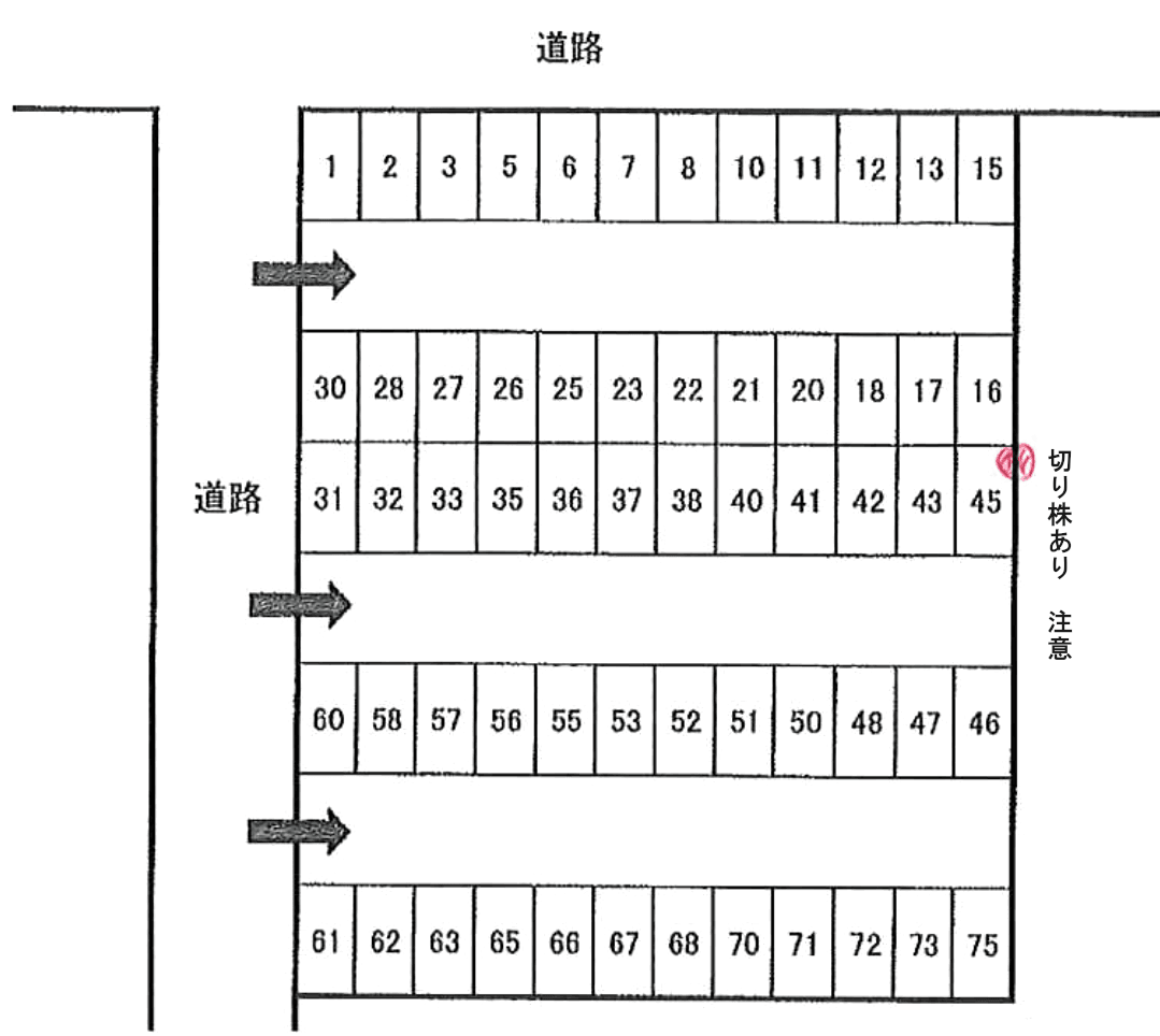 小寺駐車場の駐車配置図