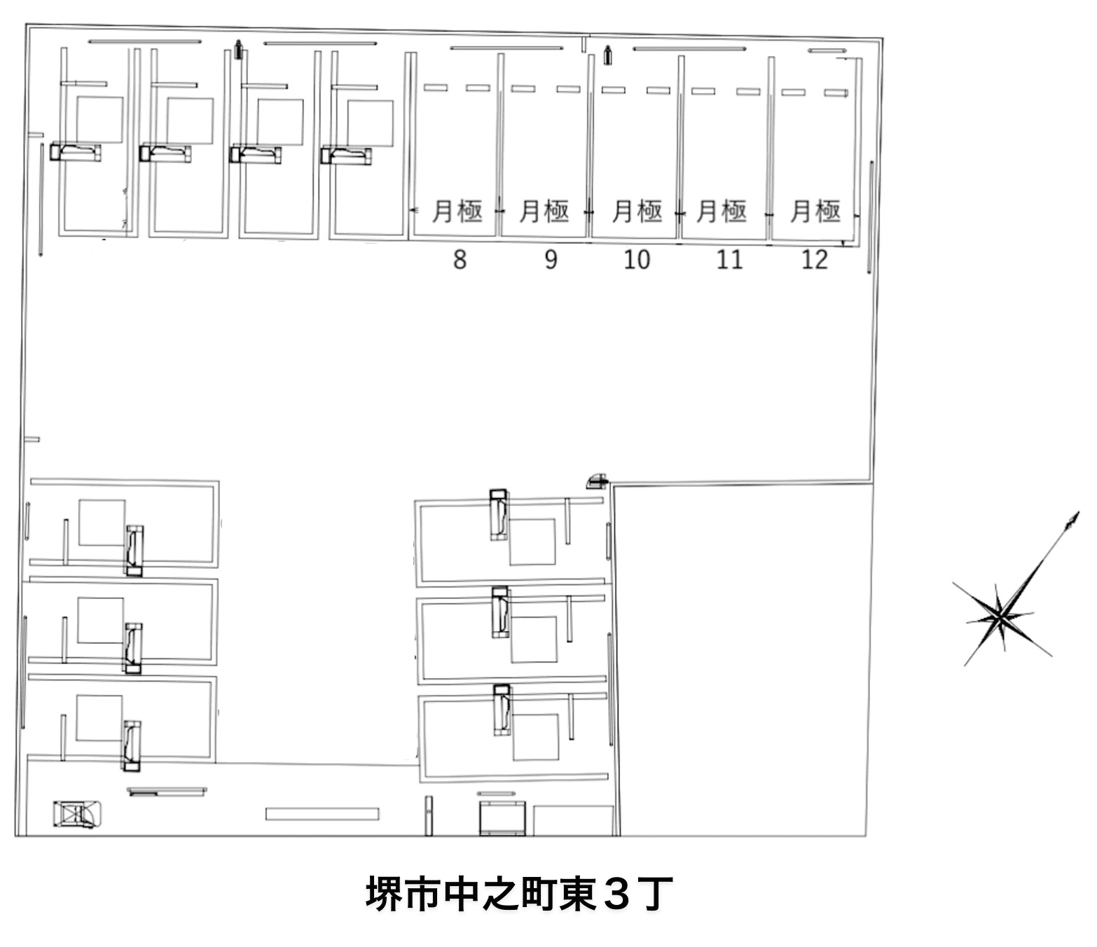 堺市中之町東3丁の駐車配置図