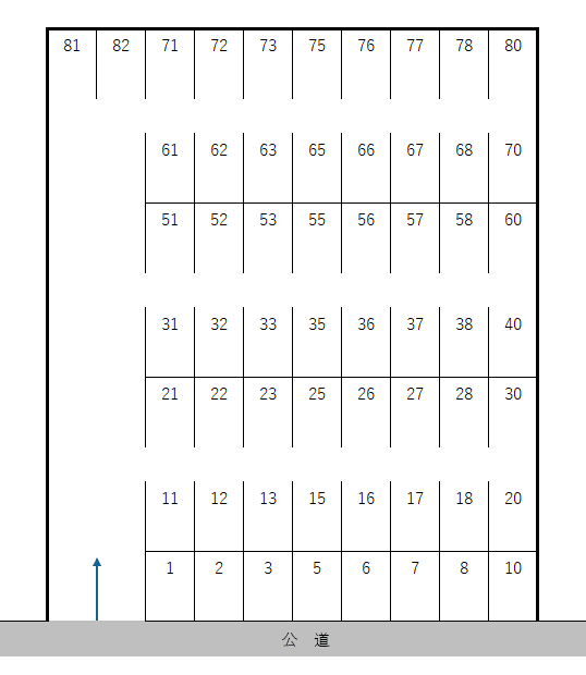 己新田近藤パーキングの駐車配置図