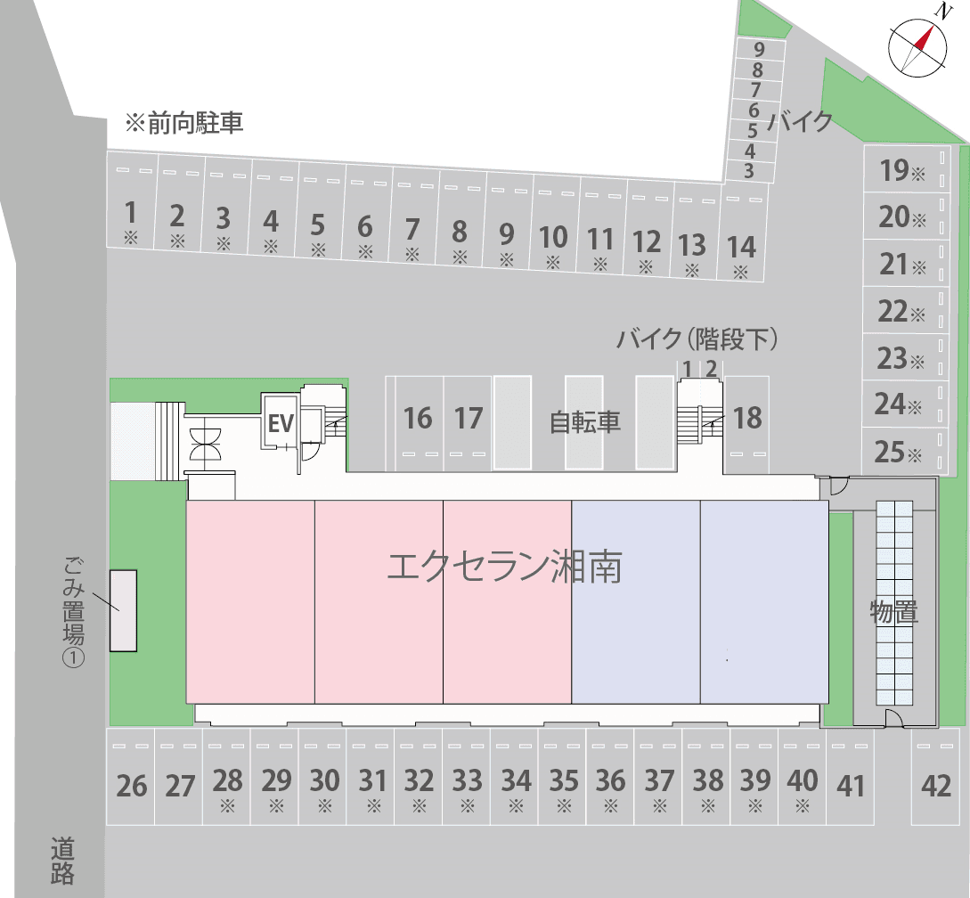エクセラン湘南の駐車配置図