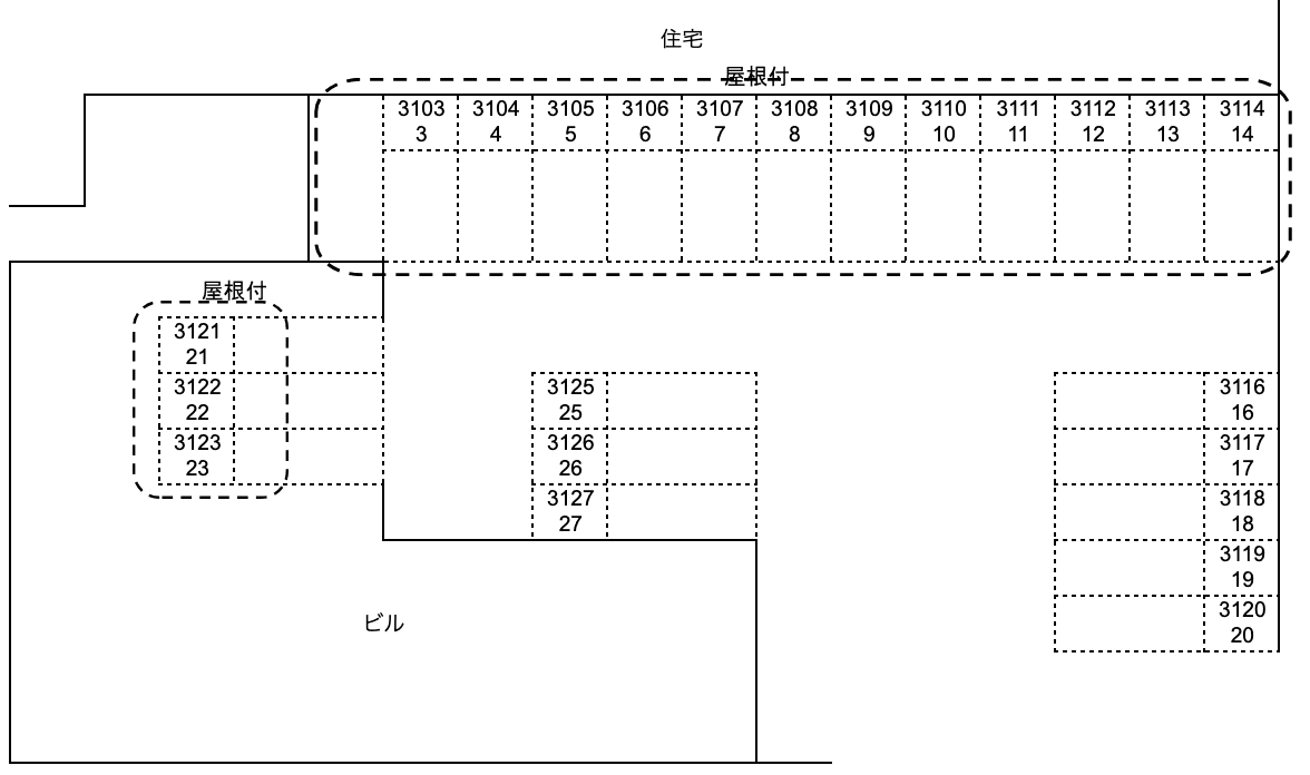 青木第1駐車場の駐車配置図