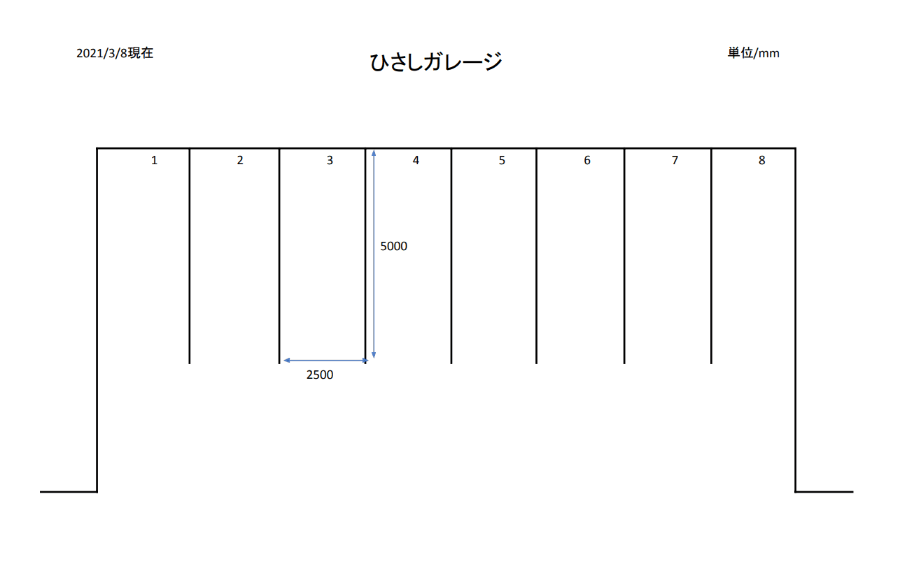 ひさしガレージの駐車配置図