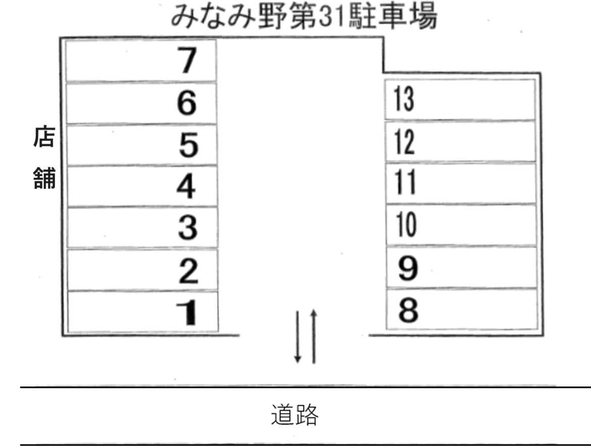 みなみ野第31駐車場の駐車配置図