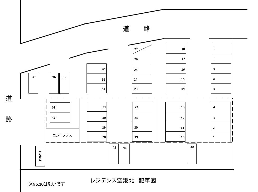 レジデンス空港北の駐車配置図