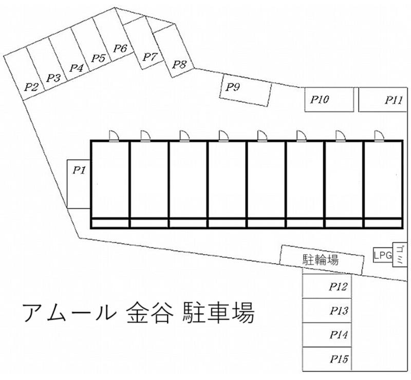 アムール 金谷 駐車場の駐車配置図