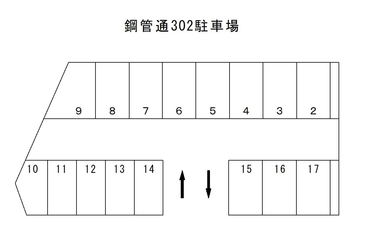 鋼管通302駐車場の駐車配置図