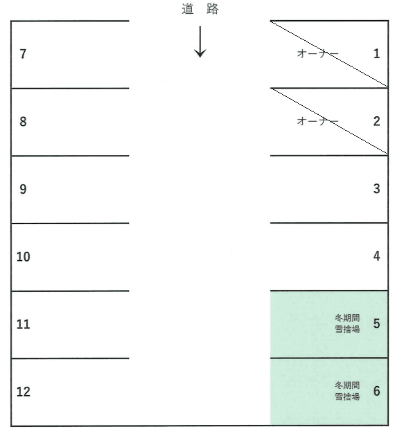 本郷通10丁目北22-2,3駐車場の駐車配置図