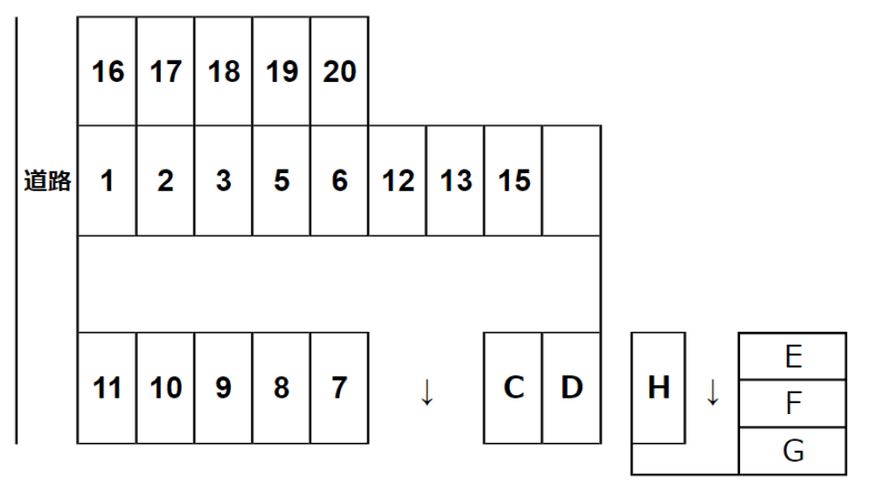 染谷公園下駐車場の駐車配置図