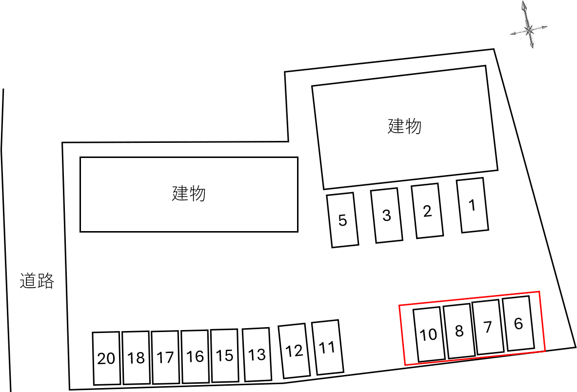 Fiore A・B別駐車場の駐車配置図