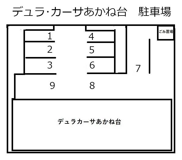 デュラ・カーサあかね台 駐車場の駐車配置図