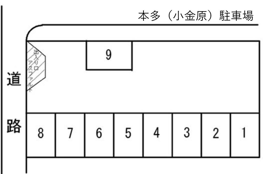 本多(小金原)駐車場の駐車配置図