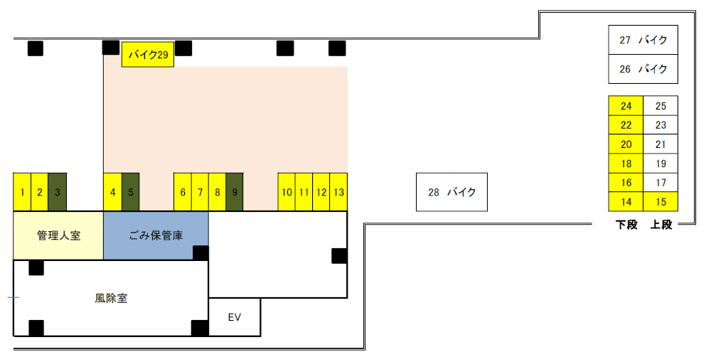 リヴシティ東大前の駐車配置図