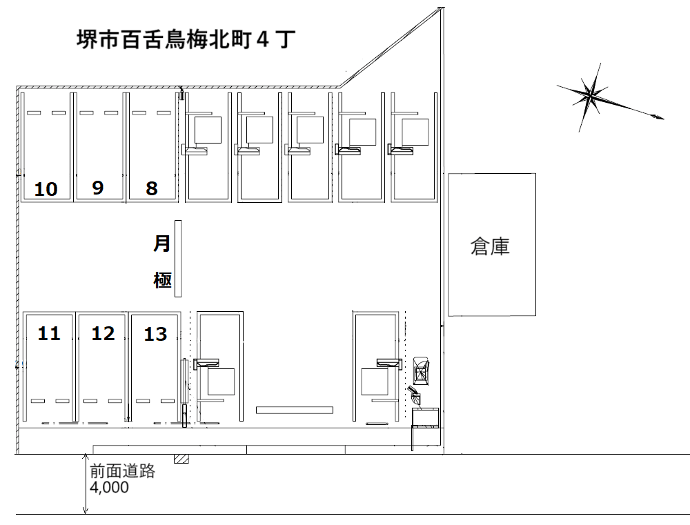 堺市百舌鳥梅北町4丁の駐車配置図