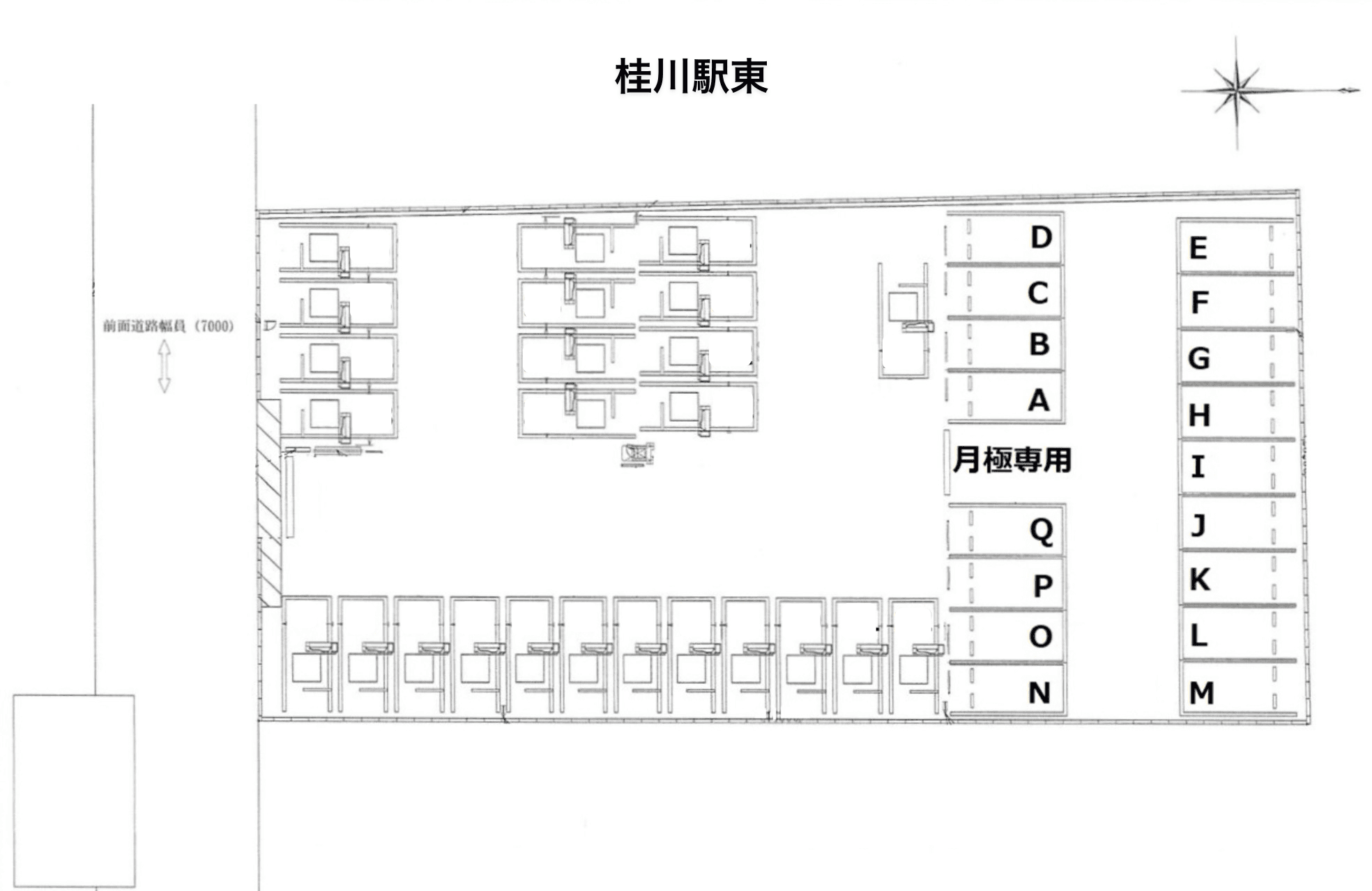 桂川駅東の駐車配置図