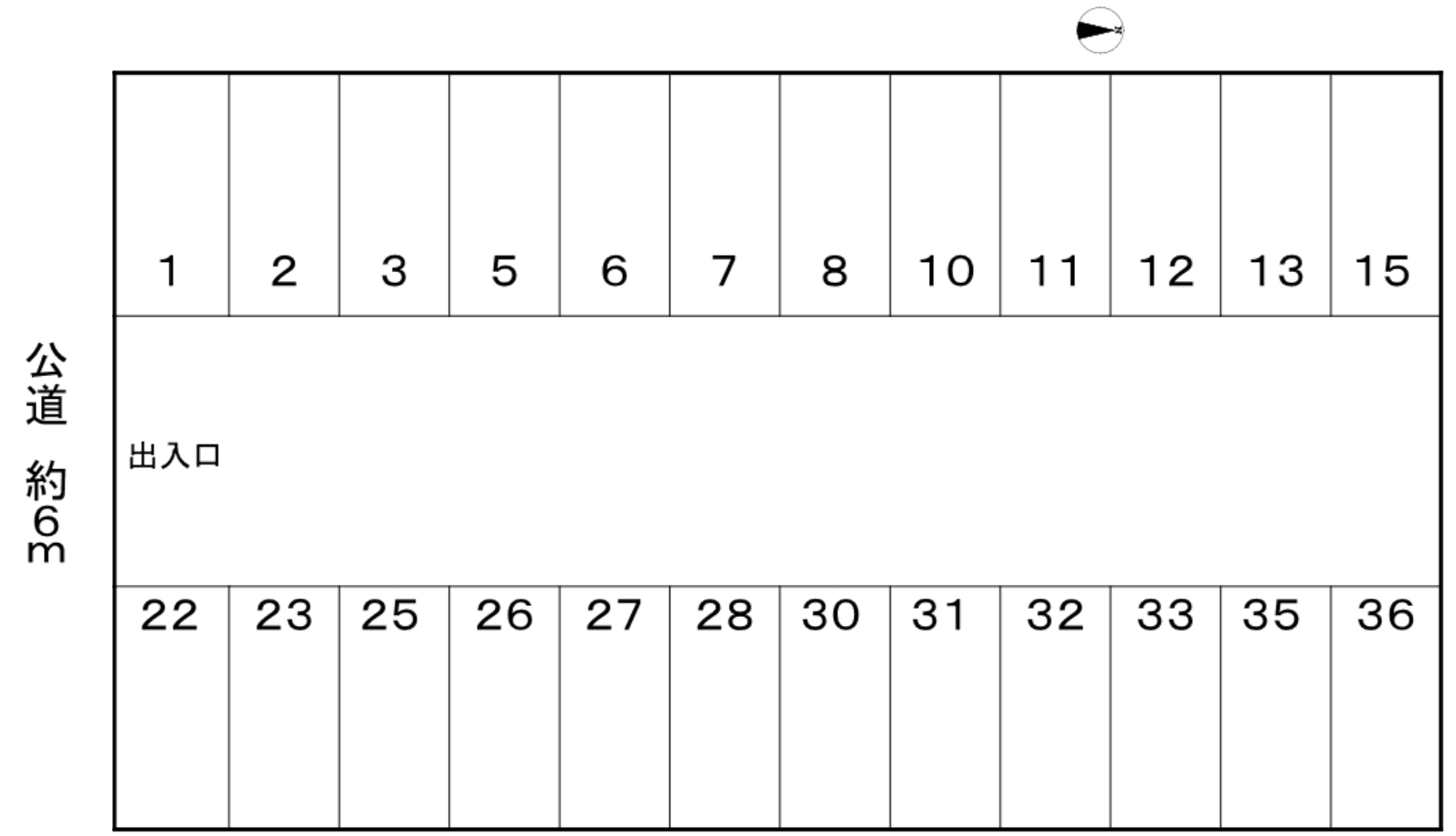 北山住道モータープールの駐車配置図