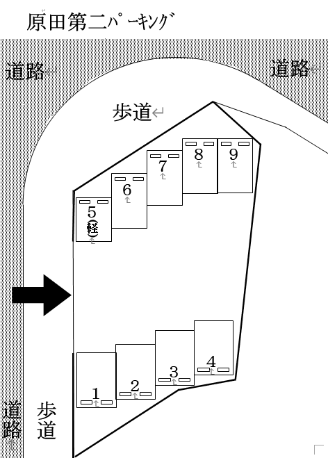 第二原田月極駐車場の駐車配置図