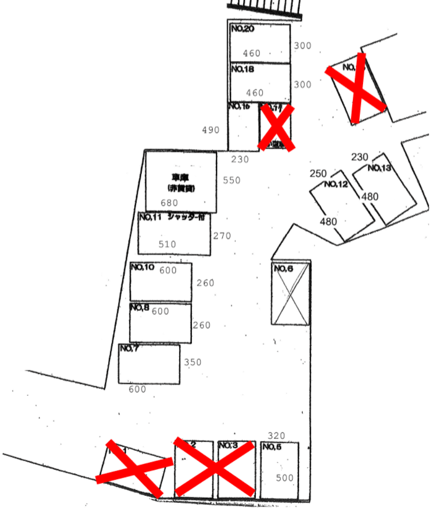 大門ガレージの駐車配置図