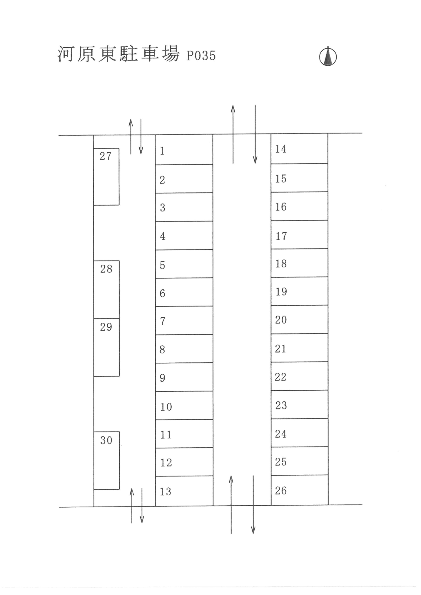 河原東駐車場の駐車配置図