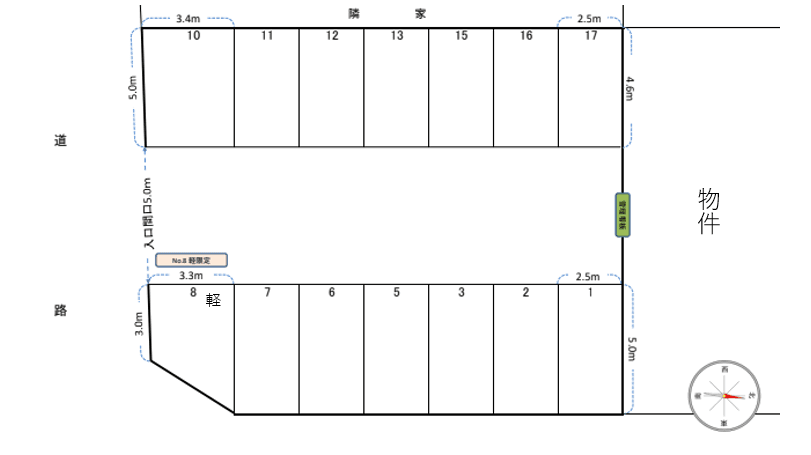 石森隆駐車場の駐車配置図