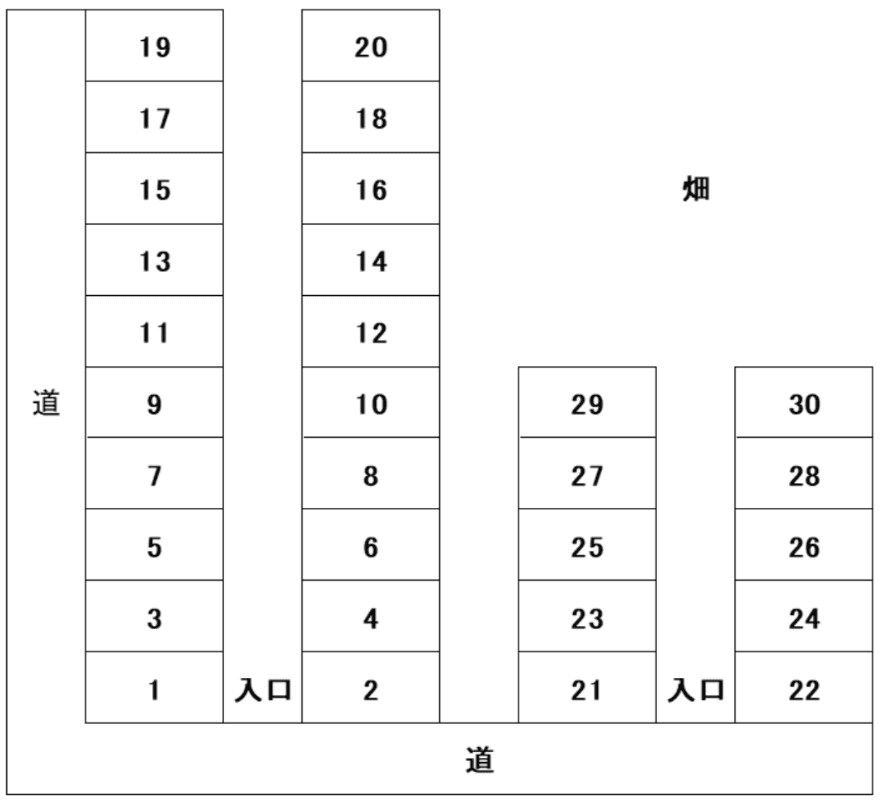 宇佐見西平井駐車場の駐車配置図
