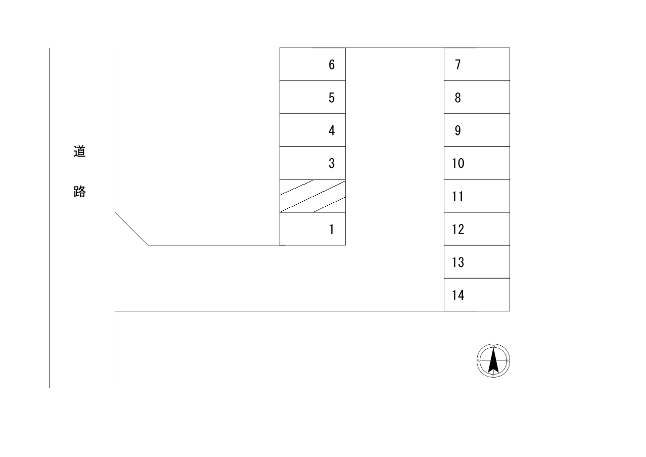 鈴谷大室パーキングの駐車配置図
