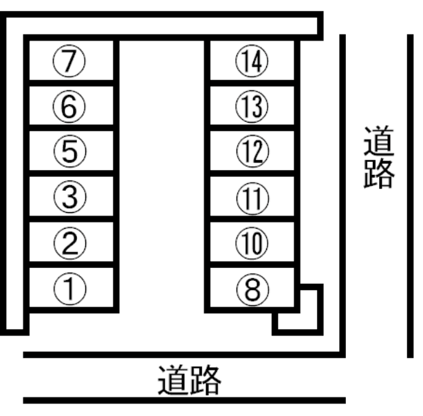 宮嶋ガレージの駐車配置図