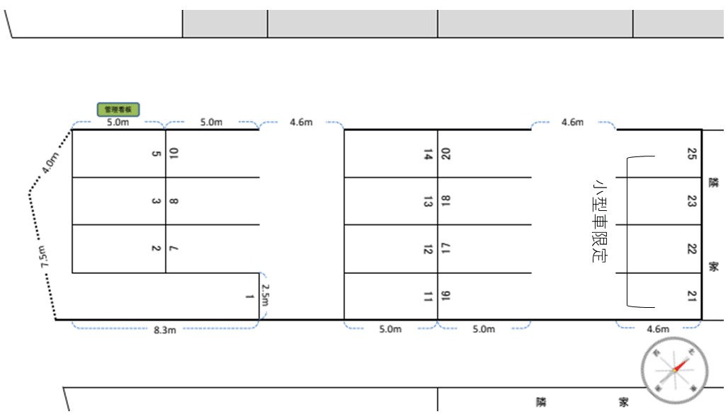 豊泉大山団地駐車場の駐車配置図