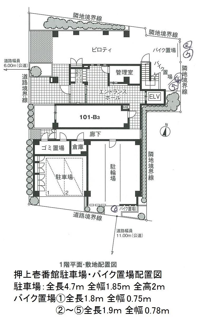 スカイコート押上壱番館の駐車配置図
