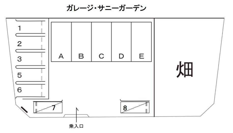 ガレージ・サニーガーデンの駐車配置図