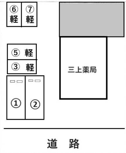 三上薬局駐車場の駐車配置図