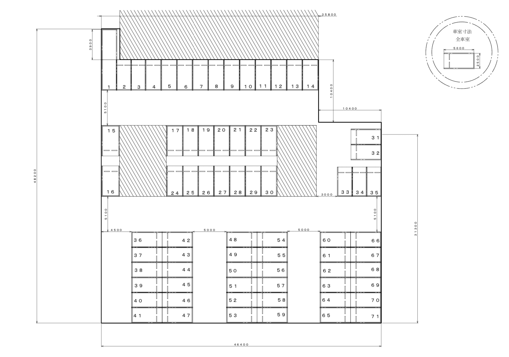天満屋駐車場の駐車配置図
