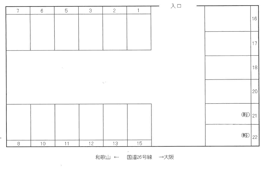 箱の浦モータープールの駐車配置図